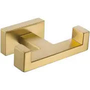 Suyar Double Towel Hook Brushed Gold, SUS304 Stainless Steel Square Coat Robe...