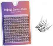 TORMEN Sectional Self Adhesive Eyelashes 100 Pcs No Glue Needed Pre Glued Lash Clusters Natural Wispy Press On Individual Lashes Reusable DIY Eyelash Extensions (Sanlian Fish)