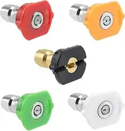 Quacc 5 PCS 1/4 Inch Quick Connect Nozzle Set Pressure Washer Tips Pressure Washer Accessories for Home Car Garden Cleaning 4300 PSI (2.5 GPM)