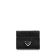 [Prada] Prada Enamel Triangle-logo Cardholder ONE SIZE BLACK