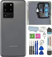 Galaxy S20 Ultra Back Glass Cover Waterproof Housing Door with Camera Glass Lens and Tape Parts Replacement for Samsung Galaxy S20 Ultra 6.9" LTE G988B/DS,S20 Ultra 5G SM-G988 (Cosmic Gray)