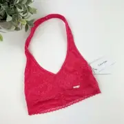 Calvin Klein Bare Lace Halter Bralette QF4044 Hot Pink Size X-Small