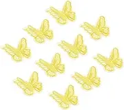 uxcell 10Pcs Butterfly Appliques Embellishments, 2 inches Double Layer Lace Organza Butterfly Patches Sew On Appliques for Wedding Bride Dress Clothes Hat Curtain, Yellow