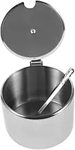 CIYODO Stainless Steel Sugar Bowl with Dustproof Lid and Built Spoon Condiment Container for Sugar Pepper and Seasonings Sleek Design for Home and Kitchen Use