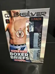 Quicksilver Men's 3-Pack Super Soft Boxer Briefs Fly Front Size Small 28-30