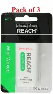 Reach Waxed Dental Floss Plaque Food Remover Refreshing 200 yd Mint 1ct 3 Pack