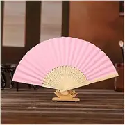 [HIFFEY] Chinese White Blank Paper Fold Fan Red Folding Hand Held Fan Pink Mini 8" Foldable Fan for DIY Wedding Decoration (Color : Pink, Size : 8 inches)