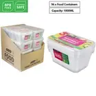 96 x Takeaway Food Containers Plastic Lids Rectangular Meal Prep Lunch Box 1L