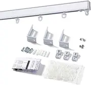 Cadence & Co. 180cm Orion S-Fold Curtain Track with Clear Wand, Wall Mount & Ceiling Mountable, Smooth One-Way Draw Aluminium Curtain Rail Set Easy DIY Kit with All Fixtures & Fittings Included