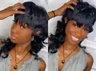 Mullet Human Hair Wigs for Black Women Body Wave Wigs with Bangs Black Wigs USA