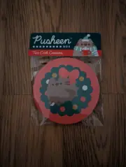 Pusheen Cork Coasters Christmas Themed