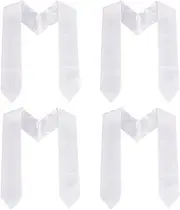 [NICENEEDED] 4 Pieces Unisex Graduation Stole Shawl Bulk Sublimation Blank Grad Sash Plain Graduate Honor Stole, 70 Inches, White