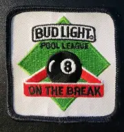Bud Light Pool League Patch - On The Break 3” Square 8 Ball