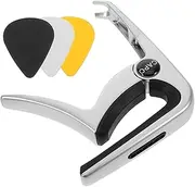 Kisangel 1 Set Guitar Capo with Pick Slot Durable Zinc Alloy Capo for Electric Classical Guitars Clamping Force for Stable Tuning Portable Lightweight Design for Musicians