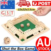 New Shut the Box Game Wooden Board Number Drinking Dice Toy Family Traditional