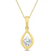 10k Yellow Gold Round Diamond Solitaire Pendant 1/6 Cttw
