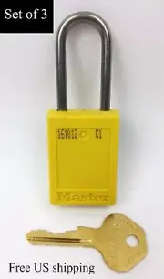 Master Lock Padlock Yellow 3-1/2 x 3/4 x 1-1/4 inch Set of 3