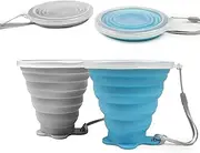 JBER Silicone Collapsible Travel Cup, 4 Pack Silicone Folding Camping Cup with Lids Expandable Drinking Cup Set BPA Free Reusable Portable Graduated for Outdoor Hiking Travel