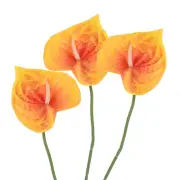 3Pcs 13" Artificial Anthurium Lily Flowers Floral Bouquet Decor, Dark Orange