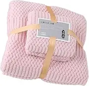 Bath Shower Towel Set Soft Absorbent Quick Dry for Daily Use Bathroom (Pink)