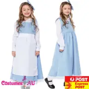 Victorian Olden Day School Girl Costume Girls Historical Book Week Fancy Dress