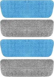 4 Pack Reusable Microfiber Mop Pads for 13''-15'' Spray Mop, Replacement Mop Refills for Wet and Dry Cleaning, Machine Washable Floor Cleaning Pads (Blue and Grey)