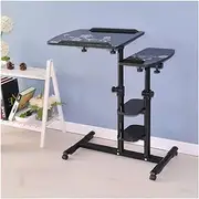 Mobile Overbed Computer Table Overbed Table with Castors, Laptop Table with Wheels, Foldable for Easy Storage, Height-Adjustable Table with Wheels Over Bed