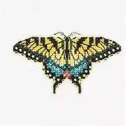 Springtime Flutter Cross Stitch Kit - Yellow Swallowtail Butterfly & Beaded Bouq