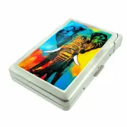 Elephant Art D20 Cigarette Case with Built in Lighter Metal Wallet