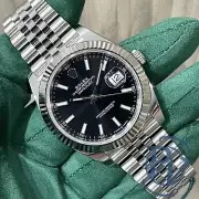 Rolex Datejust 41 Black Index Fluted Bezel 126334 Jubilee Complete Unworn