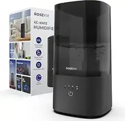 Rosekm Room Humidifier - Ultrasonic Humidifier Silent Cool Mist Humidifier for Plants, Baby, Bedroom, with 360° Rotating Nozzle, No Filter, Auto Shut-off, Black
