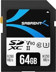 SABRENT Rocket v90 64GB SD UHS-II Memory Card R280MB/s W250MB/s (SD-TL90-64GB)