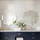 Slim Beveled Frameless Irregular Mirror Bathroom Vanity Wall Mirror Shatterproof
