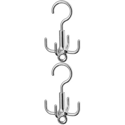 2 Pieces Swivel Hook Man Rotating Coat Scarf Belt Hat Tie Hanger Handbag