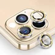 Metal Camera Len Glitter Cover Glass Protector Bling - For Apple iPhone 16 / 16 Plus (2pcs) - Gold