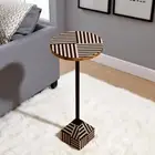 Modern Drink Table – Black and White Striped Accent Table | Side Table