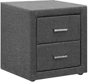Artiss Bedside Table with 2 Drawers Grey Faux Leather Upholstered Drawer Bed End Side Tables Storage Cabinet Nightstand, Bedroom Living Room Home Furniture Organiser, Narrow Space Unit