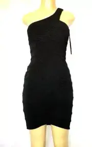 NWT Aidan Mattox Bandage Dress Black 0 Mini Bodycon Formfitting One Shoulder XS