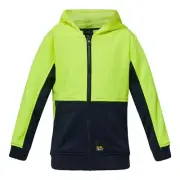 Kids Hi Vis Fleecy Hoodie Jacket Workcraft Yellow Navy 4 8