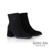 在飛比找遠傳friDay購物優惠-Keeley Ann水鑽方楦粗跟短靴(黑色277772210