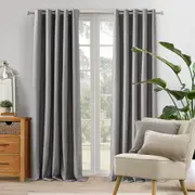 Home Living 100% Blockout Eyelet Curtain Pair Grey
