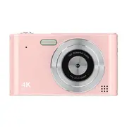 Digital Camera, Kids Camera, Vlog Camera with 64GB Card, Lanyard, 16X Zoom Anti Shake, Card Reader for Kid Student Children Teen Girl Boy, Pink