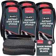 [SOL] 6pk Crosby Instant Shoe Shine Sponge Black | Black Shoe Polish, Black Boot Polish | Express Shine Sponge for Vinyl & Black Leather Shoes | Instant Shine To Vinyl, Leather Shoes & Bags Notebook, Black, M