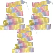 Dance Ribbons 3 Pcs Rhythmic Gymnastics Ribbon Baton Twirling Streamers Fitness Swing Ribbon Rainbow Streamers for Kids Artistic Dancing for Exercise