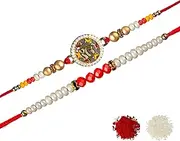[SHOPOGENIE] Rakhi For Brother | Rakhi set of 2 | Rakhi Greeting Card | Roli Tikka | Indian Rakhi for Raksha Bandhan Festival | SG3839-A2