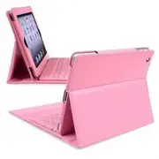 Bluetooth Wireless Keyboard Case Cover Stand for For iPad 2 3 4 - Pink