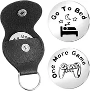 Giantree Decision Coin, One More Game Go to Bed Pocket with Leather, Couples Gifts Decision Maker, Stainless Steel Flipping Challenge for Couple Boyfriend Girlfriend Game Lovers Birthday