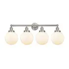 Innovations Lighting Beacon 4 Light Bath Vanity, SN/White - 616-4W-SN-G201-8