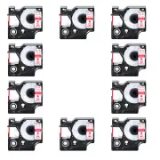 10× Red on White label tape 12mmx7m For DYMO D1 45015 LabelManager 100 120P 150