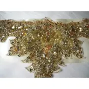Ivory Gold Rhinestone Crystal Bridal Belt MOB Prom Beaded Party Formal Belt
